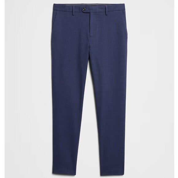 Banana Republic Factory Grayson Slim Tapered Pant Blue Gingham 33x30 EUC